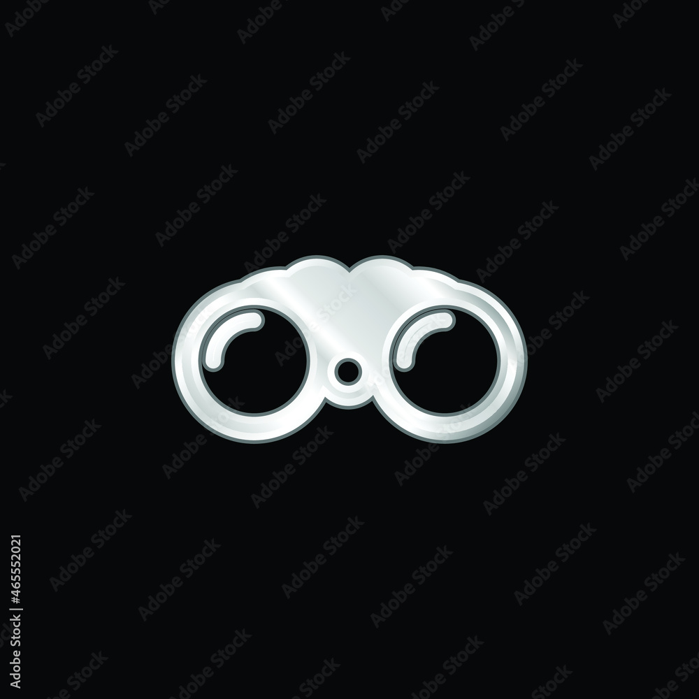 Big Binocoulars silver plated metallic icon Big Binocoulars silver plated metallic icon