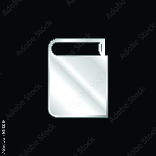 Book Closed Black Object silver plated metallic icon