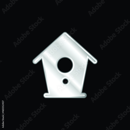 Birdhouse silver plated metallic icon