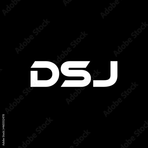 DSJ letter logo design with black background in illustrator, vector logo modern alphabet font overlap style. calligraphy designs for logo, Poster, Invitation, etc. photo