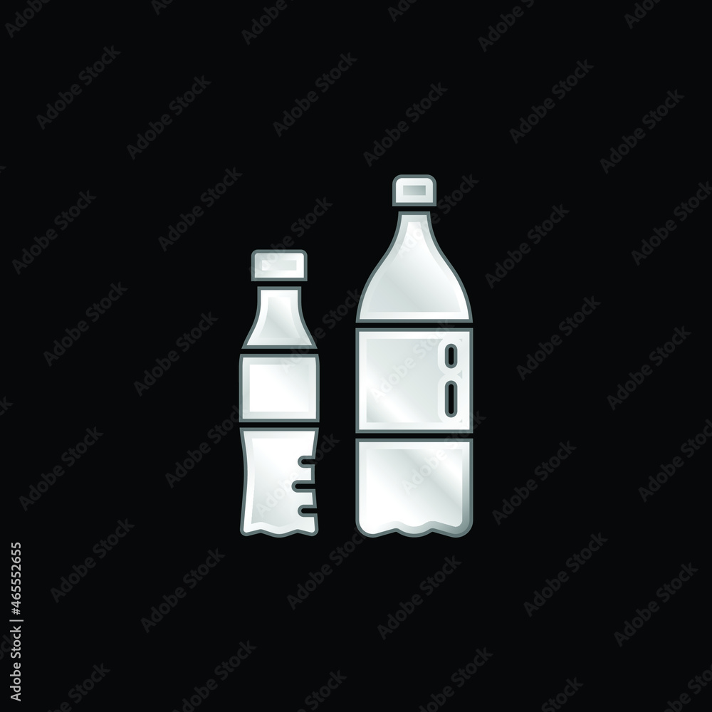 Bottles silver plated metallic icon Bottles silver plated metallic icon