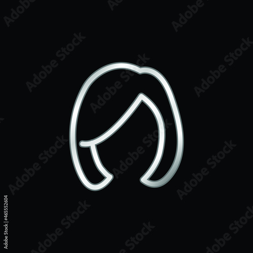 Blond Female Hair Shape silver plated metallic icon