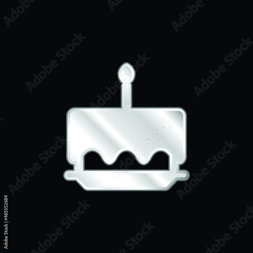 Birthday Cake silver plated metallic icon