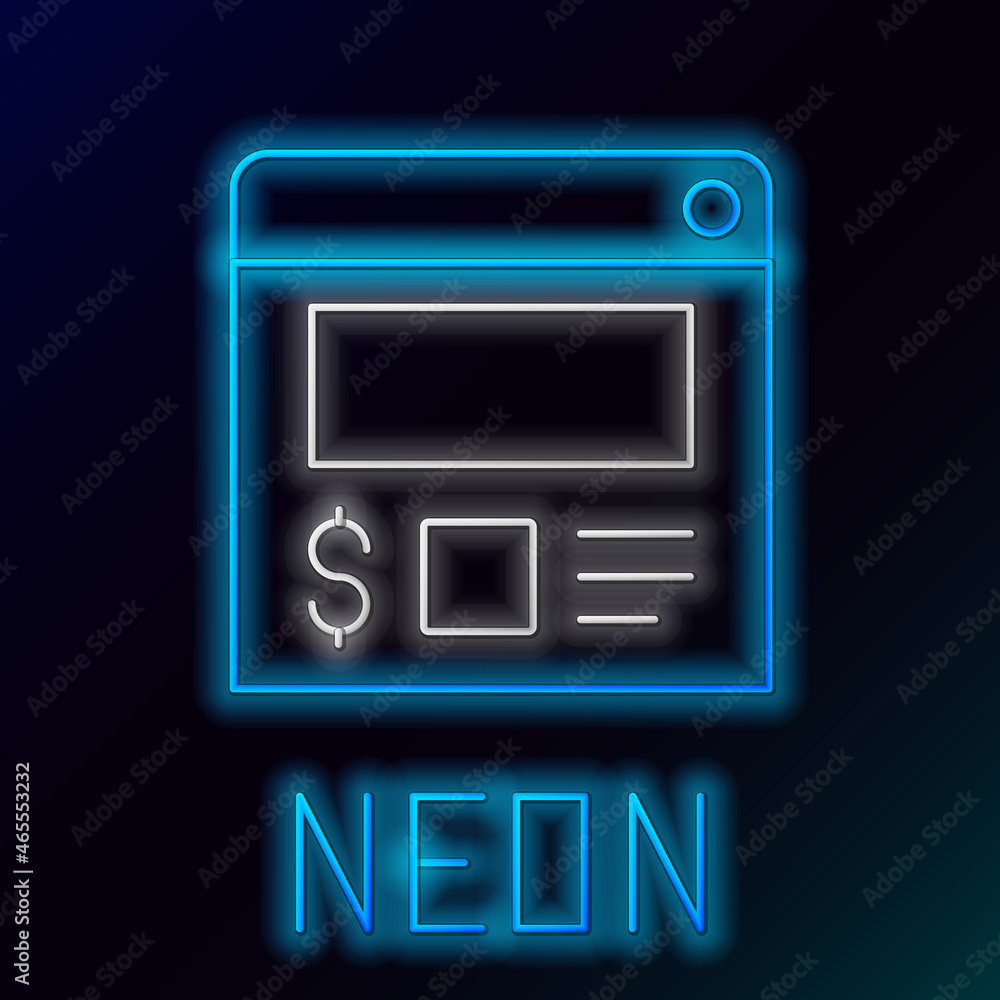 Glowing neon line Online ordering and food delivery icon isolated on black background. Colorful outline concept. Vector Glowing neon line Online ordering and food delivery icon isolated on black background. Colorful outline concept. Vector