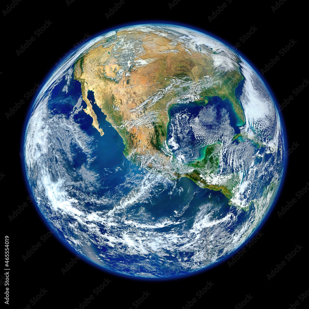 Planet Earth from Space. Digital Enhancement. Elements of this image furnished by NASA - obrazy, fototapety, plakaty 