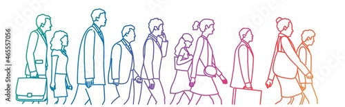 Walking crowd of business people.