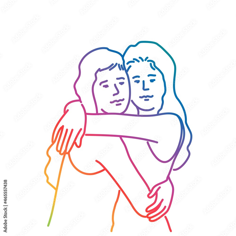 Two girls are hugging. Two girls are hugging.