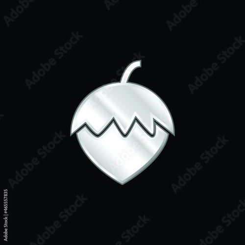 Acorn silver plated metallic icon