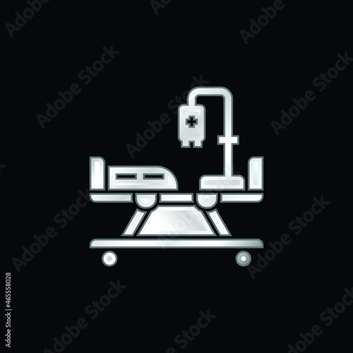 Bed silver plated metallic icon