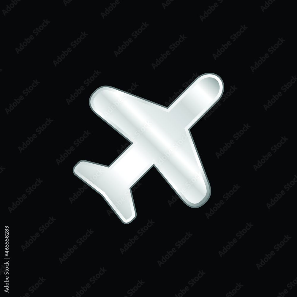 Obraz premium Airplane Silhouette silver plated metallic icon