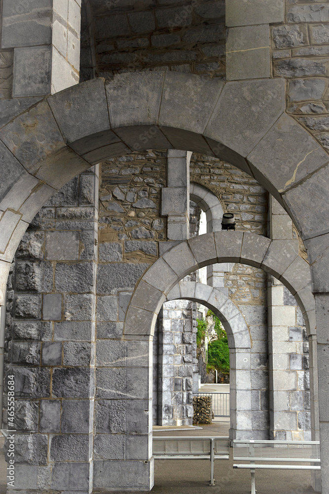 set of arches and lines of architectural structures