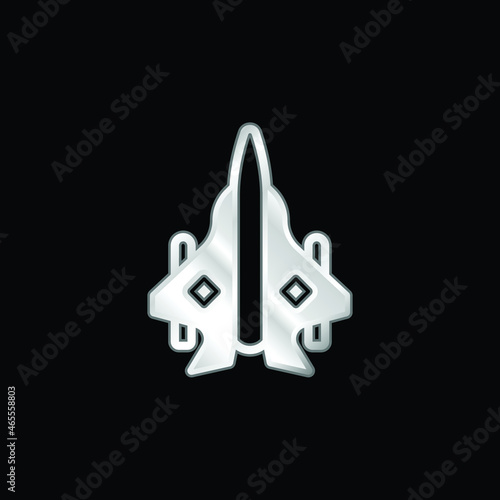 Aeroplane silver plated metallic icon