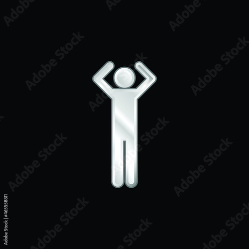 Basic Figure With Arms Up silver plated metallic icon
