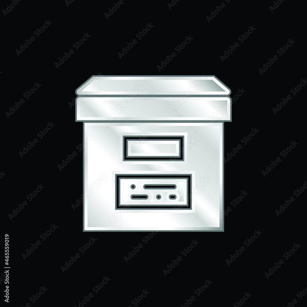Archive silver plated metallic icon Archive silver plated metallic icon