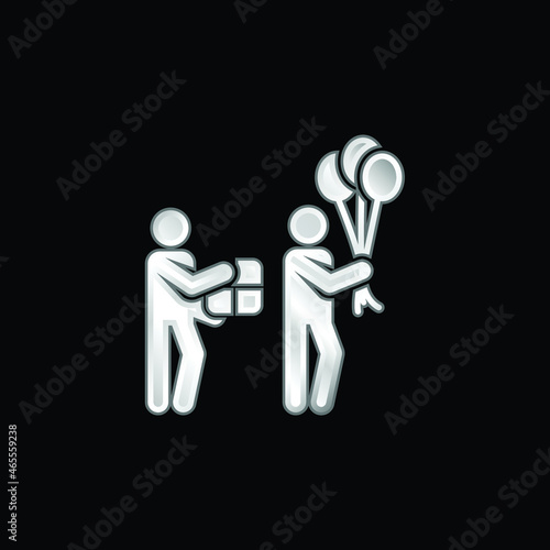 Birthday silver plated metallic icon