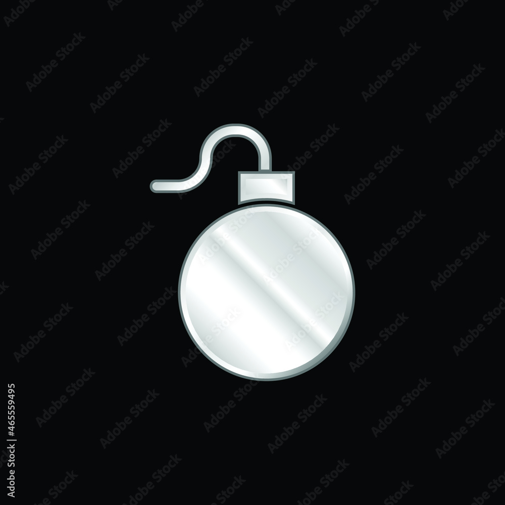 Bomb silver plated metallic icon Bomb silver plated metallic icon