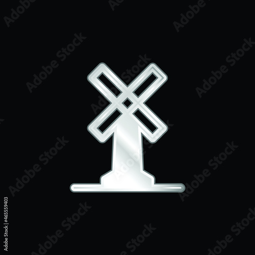 Big Windmill silver plated metallic icon