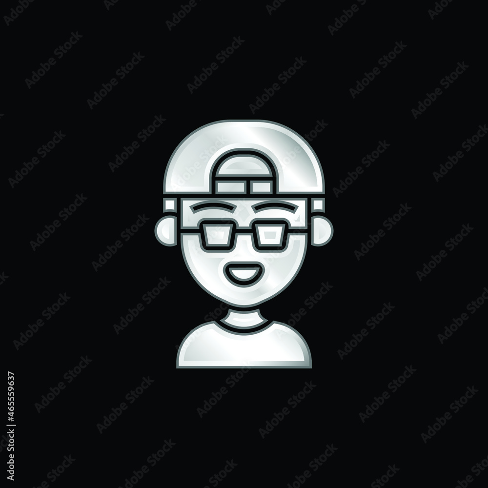 Boy silver plated metallic icon Boy silver plated metallic icon