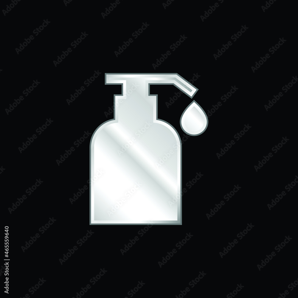 Fototapeta premium Body Oil silver plated metallic icon