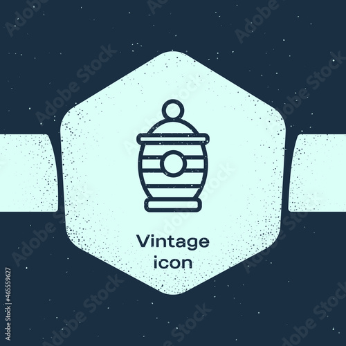Grunge line Funeral urn icon isolated on blue background. Cremation and burial containers, columbarium vases, jars and pots with ashes. Monochrome vintage drawing. Vector