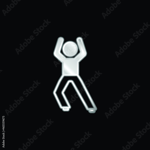 Boy Standing Up Stretching Leg silver plated metallic icon