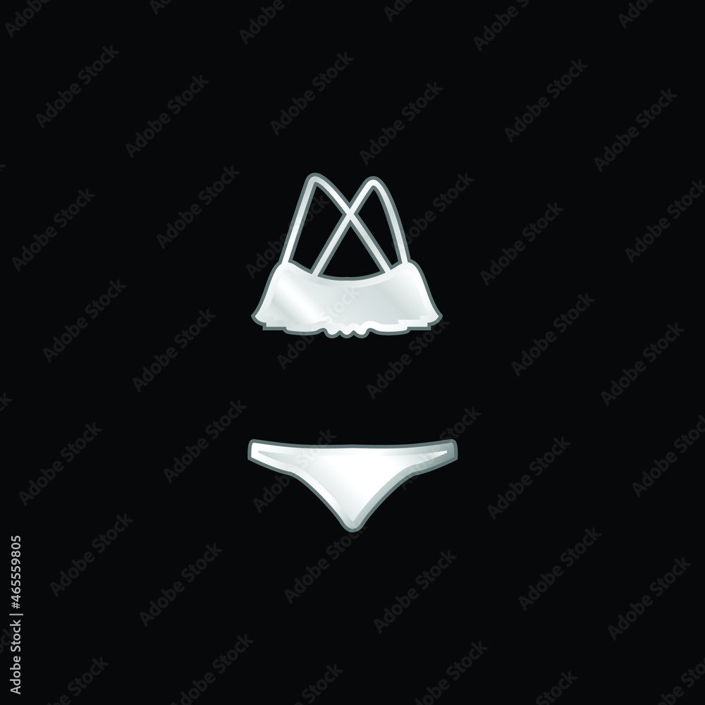Bikini Shape silver plated metallic icon Bikini Shape silver plated metallic icon