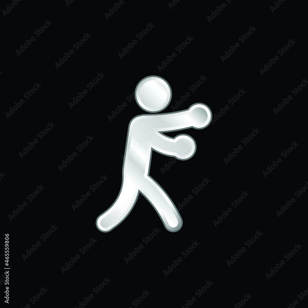 Boxing silver plated metallic icon Boxing silver plated metallic icon