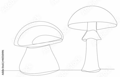 mushrooms drawing one continuous line vector