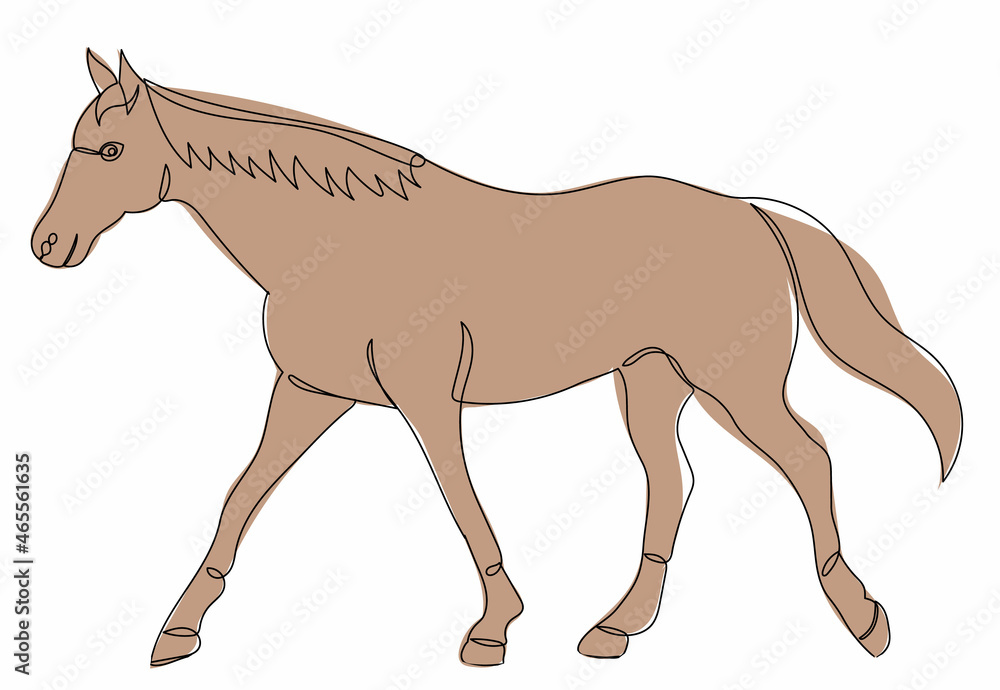 horse walking one continuous line drawing vector