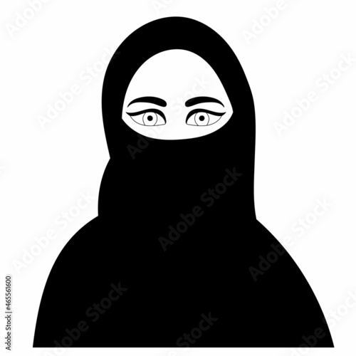 black silhouette girl in burqa isolated vector