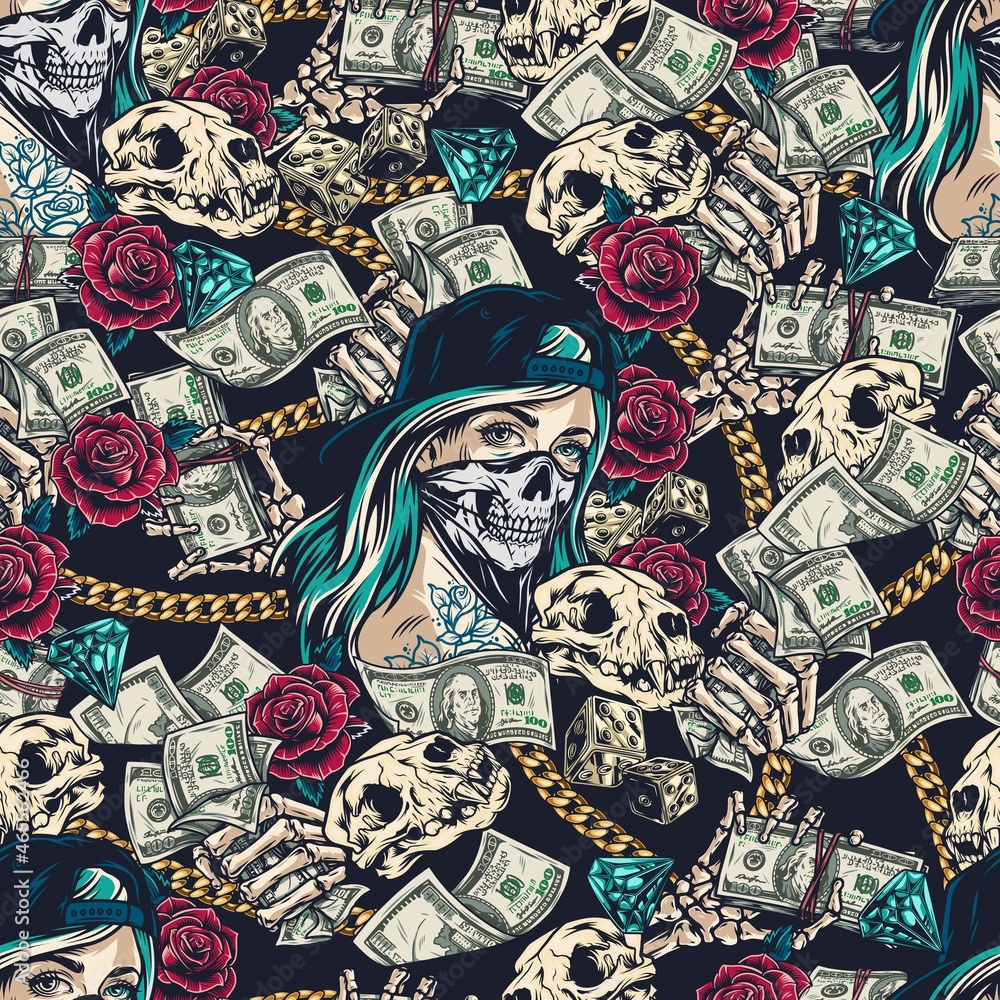 Fototapeta premium Money vintage seamless pattern