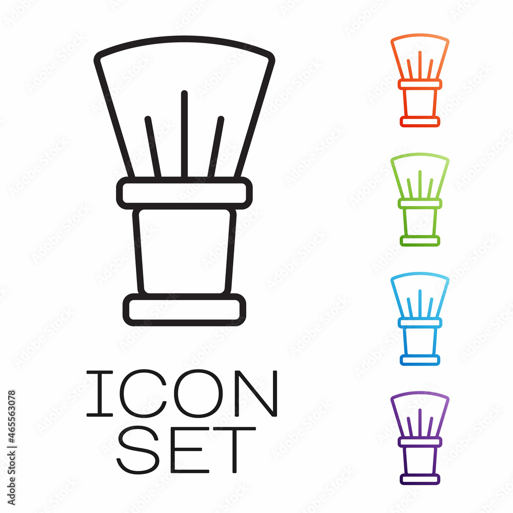 Black line Shaving brush icon isolated on white background. Barbershop symbol. Set icons colorful. Vector Black line Shaving brush icon isolated on white background. Barbershop symbol. Set icons colorful. Vector
