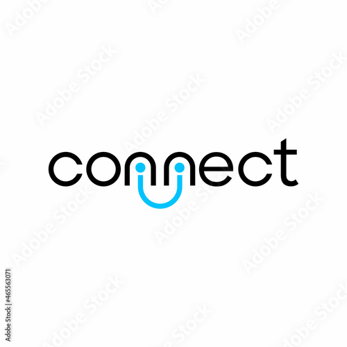 Connect Black and Blue Lowercase Logo Design Template Elements. Connected linked n and n letters. Modern Networking Logo Design Vector.