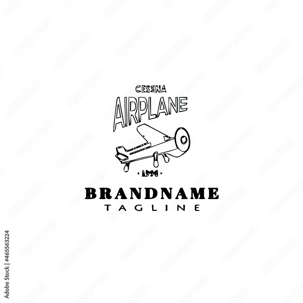 cessna plane logo cartoon icon design cute black isolated vector illustration cessna plane logo cartoon icon design cute black isolated vector illustration