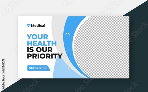 Medical healthcare youtube thumbnail and web banner template.Editable video thumbnail template