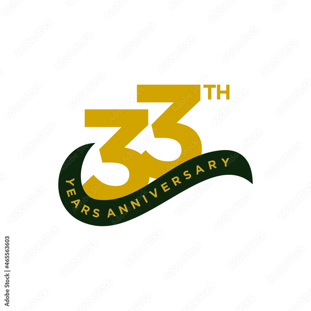 33 years anniversary. Anniversary template design concept with golden ...