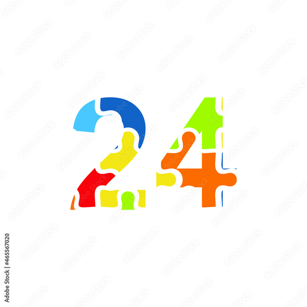 24 Puzzle Number Template. Anniversary template design concept with puzzle set , design for event, invitation card, greeting card, banner, poster, flyer, book cover and print. Vector Eps10 24 Puzzle Number Template. Anniversary template design concept with puzzle set , design for event, invitation card, greeting card, banner, poster, flyer, book cover and print. Vector Eps10