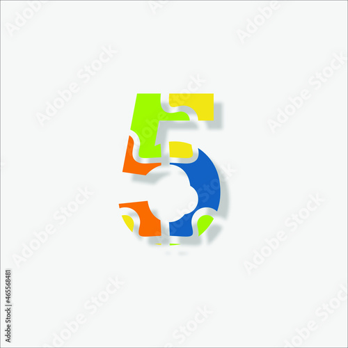 5 Puzzle Number Template. Anniversary template design concept with puzzle set , design for event, invitation card, greeting card, banner, poster, flyer, book cover and print. Vector Eps10