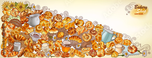 Food and drinks hand drawn vector doodles illustration.