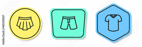 Set line Skirt, Short or pants and T-shirt. Colored shapes. Vector