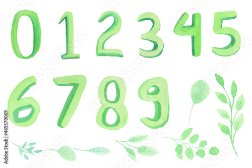 number green illustration watercolor