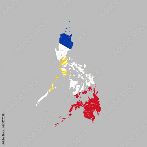 Philippines country map with flag and grunge texture