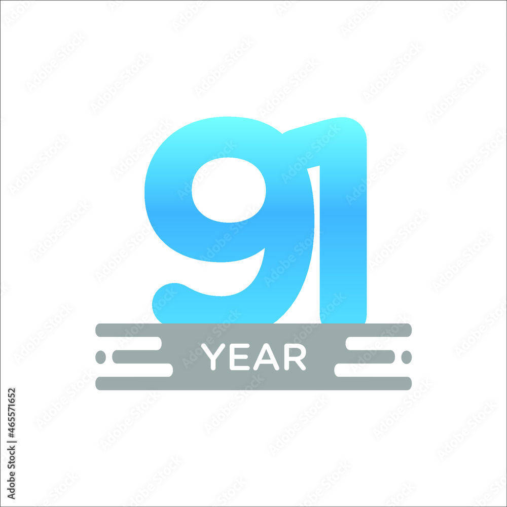 91 Years Anniversary Celebration Vector Template 91 Years Anniversary Celebration Vector Template