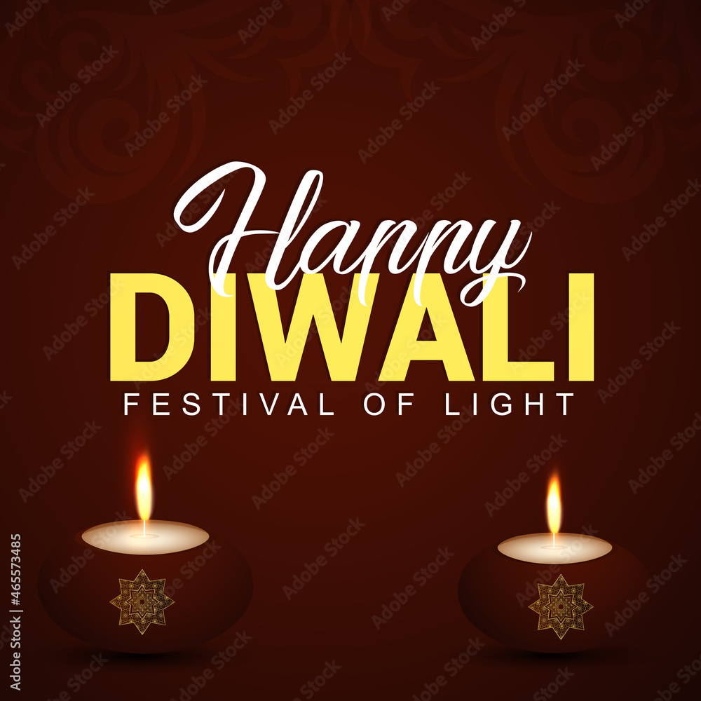 Fototapeta premium Happy diwali indian festival the festival of light with creative diwali diya