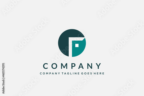 silhouette of door isolated blue round circle , usable vector logo design for architect company, architecture agency, business, mortgage,