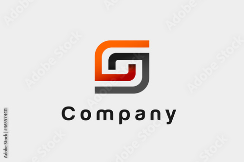 linked line orange and grey as logotype letter S and G isolated on white background