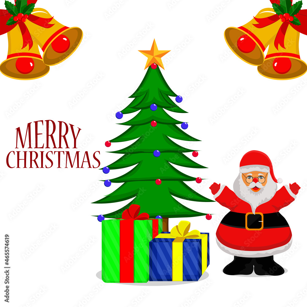 Merry christmas invitation vector illustration of santa clous and christmas tree with gifts Merry christmas invitation vector illustration of santa clous and christmas tree with gifts