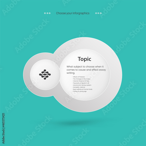 Modern Infographic Process with circle chart in white pannels on Light blue BG and Vector template of Infographic with One opion or step for presentation object design.eps
