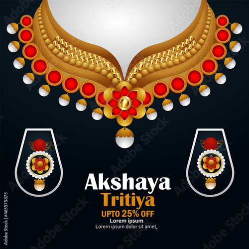 Indian festival akshaya tritiya sale design with gold necklace