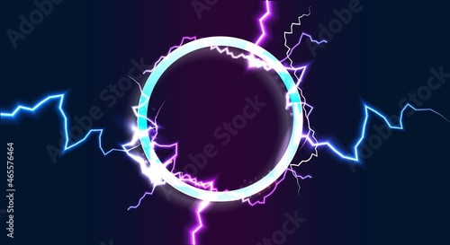 Fotografie, Obraz abstract background with a glass ball and lightning